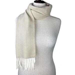 Foxford Pearl Grey and White Cashmere Blend Scarf Made In Ireland One Size EUC